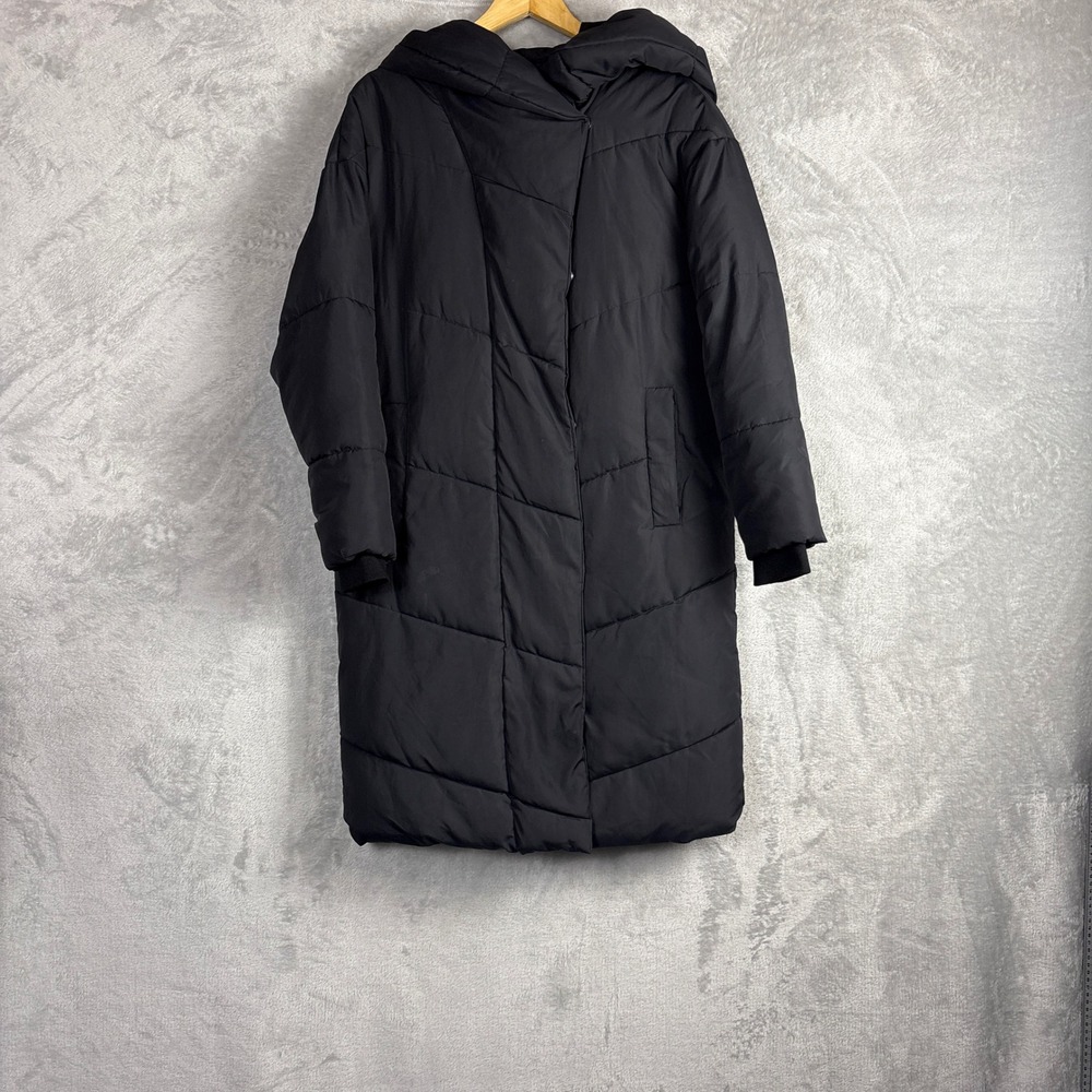 Noisy May Puffer Parka Jacket XS Black Longline Hooded Quilted Winter Coat Cozy